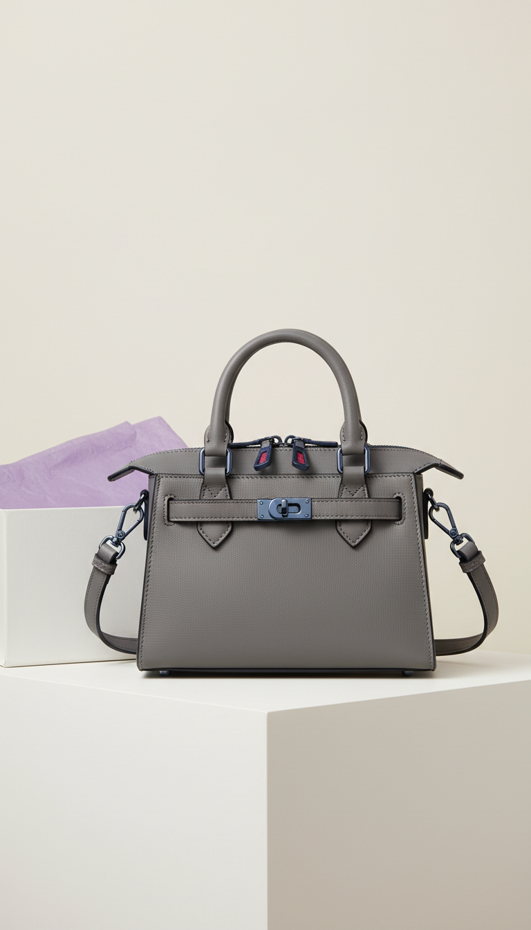 Steel gray mini satchel