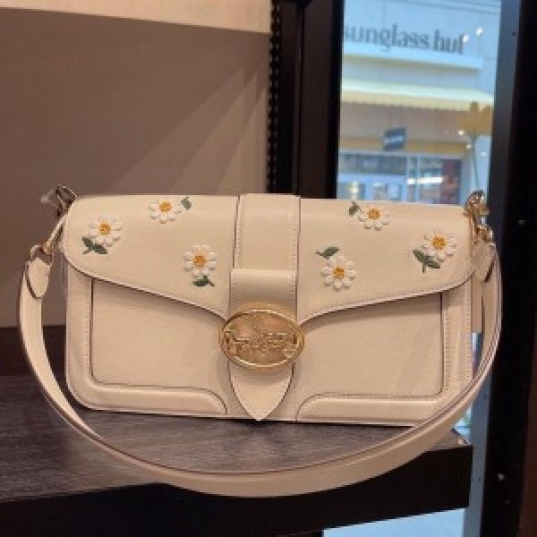 coaach Georgie flower daisy embroidery tabby shoulder bag with box
