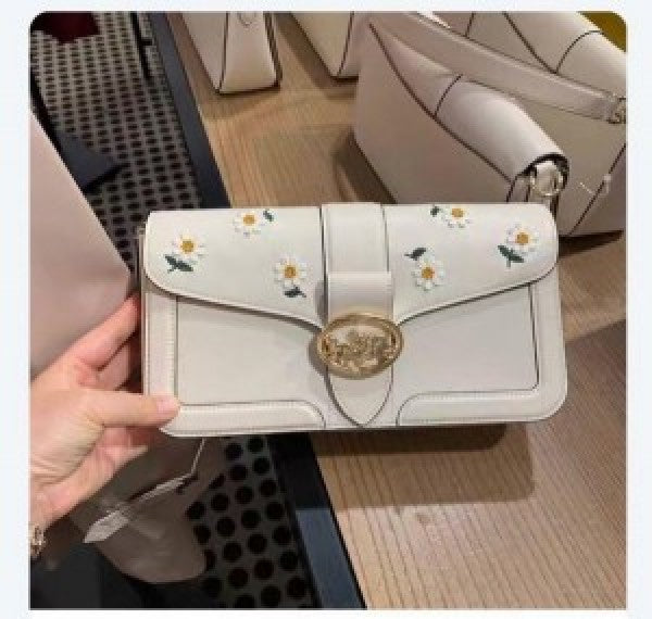 coaach Georgie flower daisy embroidery tabby shoulder bag with box