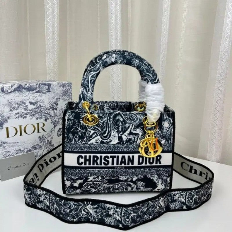 Christiian Diorr Lady Tiger Print Black Sling Bag With Box Dust bag Sling belt