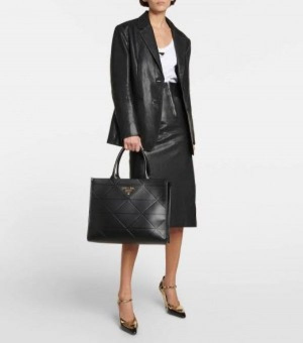 Prrada leather symbole tote bag with dust cover & dust bag