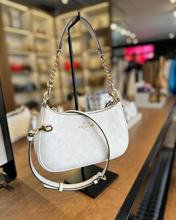 Coaach teri shoulder bag in signature canvas bag with box