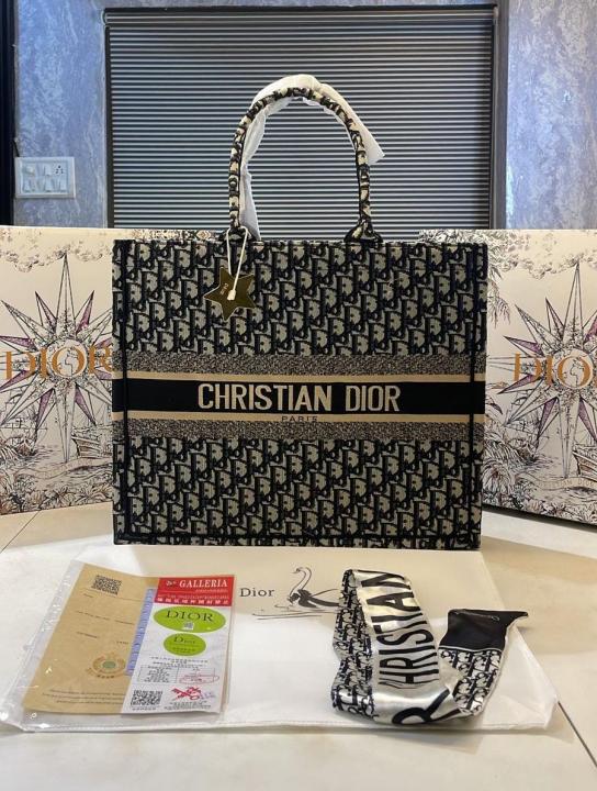 Chriistian Diior book tote bag premium quality with scarf&og box