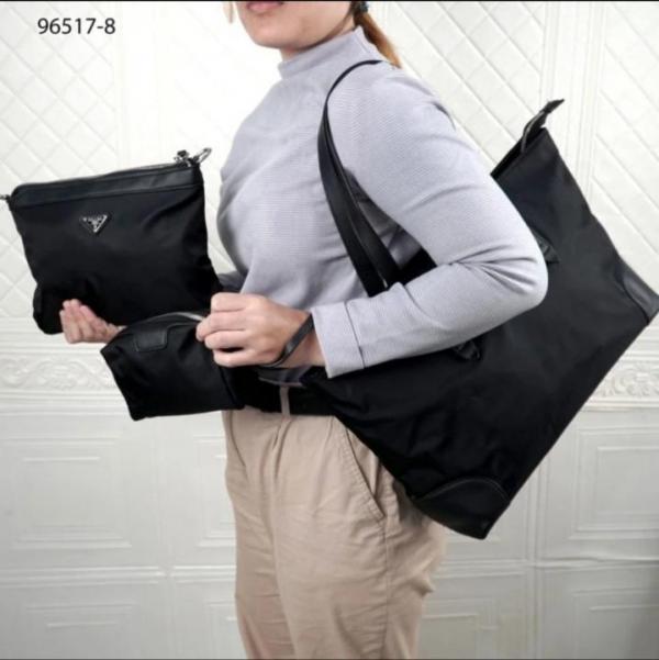 Prrada Nylon Tote Bag With Dustbag Pouch Wallet Slingbelt