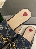 Guccii Denim Mules Slides With Original Box Carry Bag