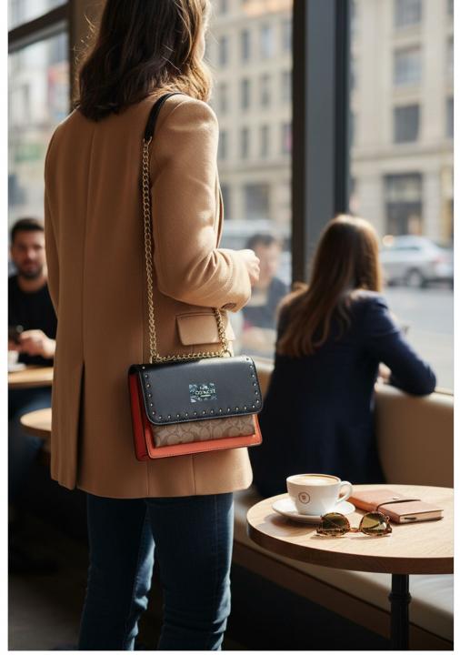 coaach Klare Crossbody In Blocked Signature Canvas With box