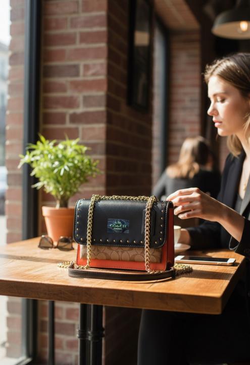 coaach Klare Crossbody In Blocked Signature Canvas With box