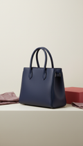 Midnight blue top-handle tote