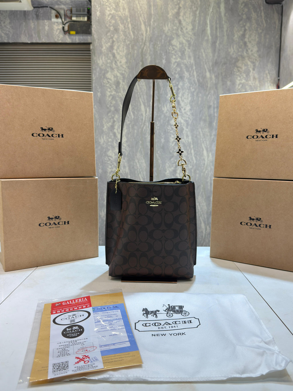 Coachh mollie signature bucket bag with extra long sling and carry bag