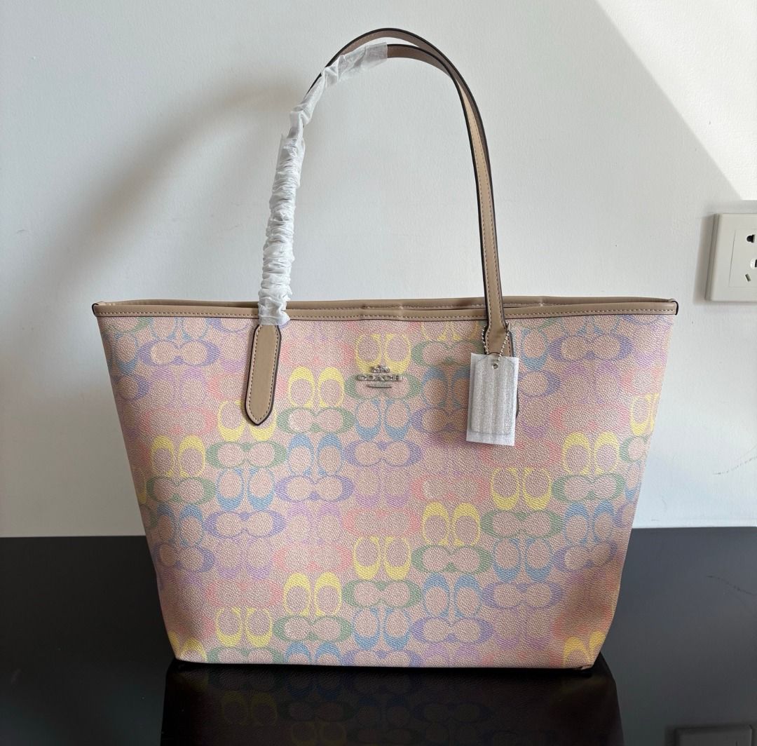 Coachh City Tote bag in Rainbow Signature Canvas Bag with Box premium quality