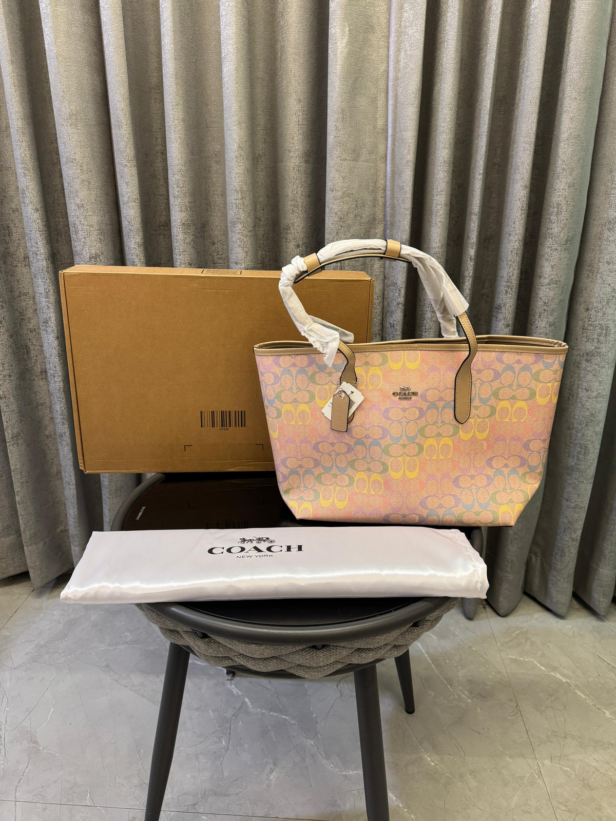 Coachh City Tote bag in Rainbow Signature Canvas Bag with Box premium quality