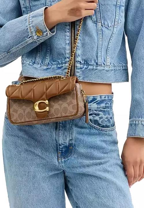 coaach georgie flower daisy embroidery tabby shoulder bag with box