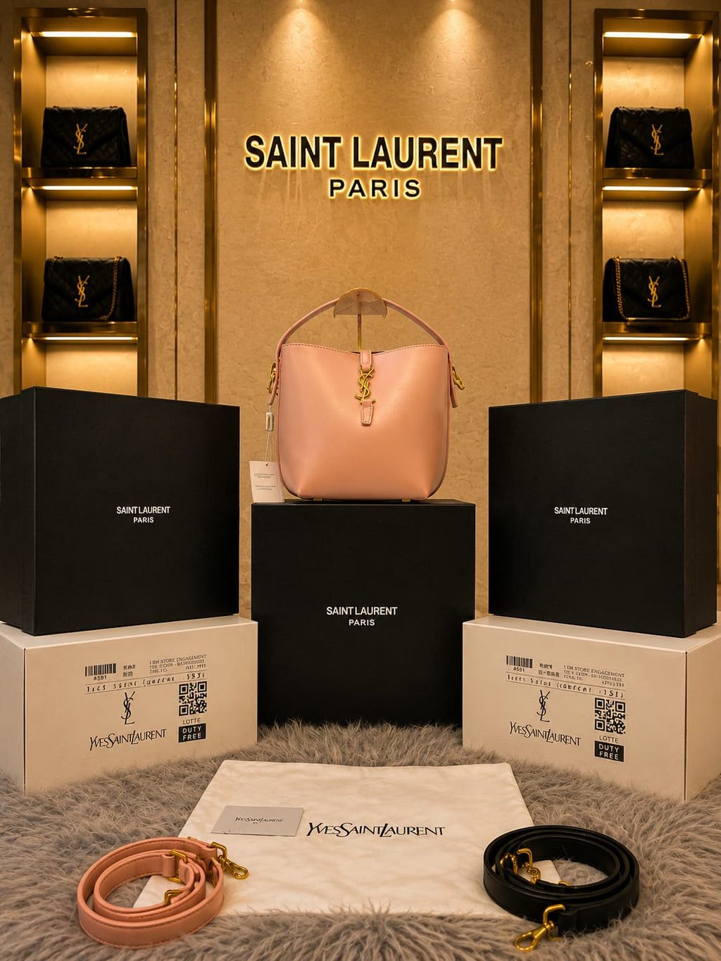 saiint luarent bucket bag with og box